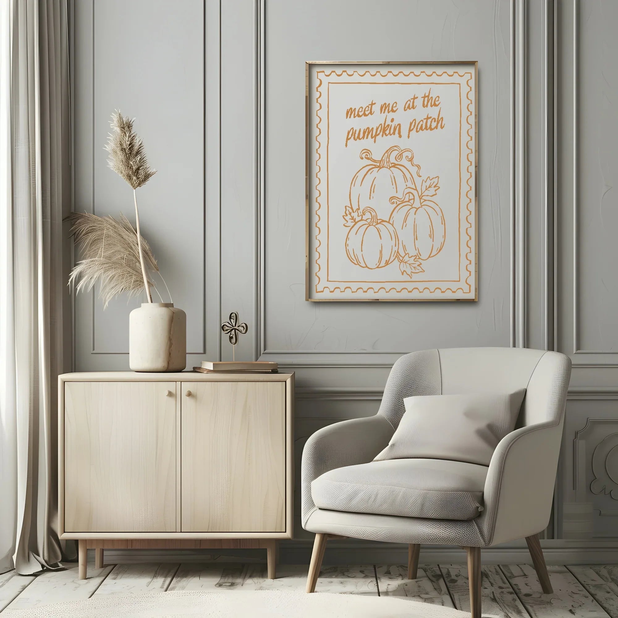 Meet Me At The Pumpkin Patch Print | Autumnal Home Wall Art - Larosier Prints