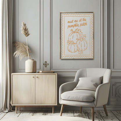Meet Me At The Pumpkin Patch Print | Autumnal Home Wall Art
