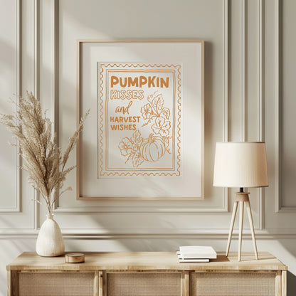 Pumpkin Kisses & Harvest Wishes Print | Autumnal Home Wall Art