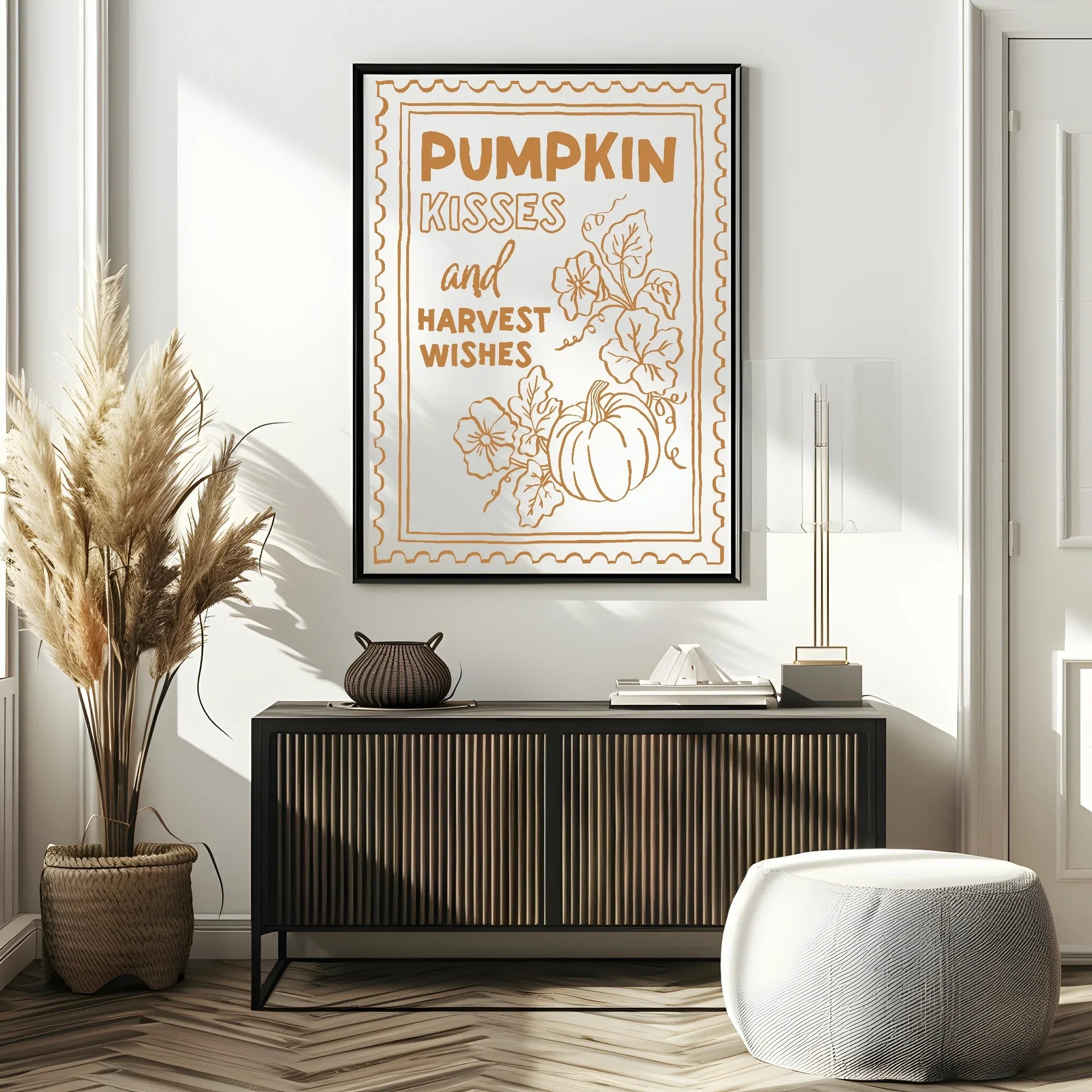 Pumpkin Kisses & Harvest Wishes Print | Autumnal Home Wall Art - Larosier Prints