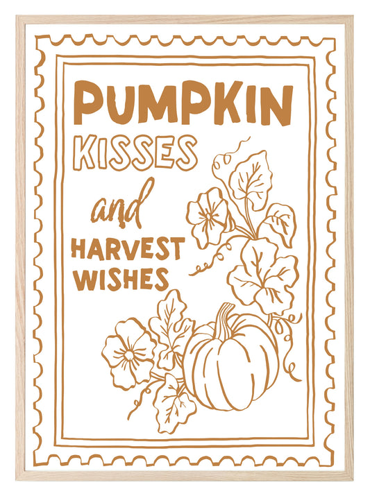 Pumpkin Kisses & Harvest Wishes Print | Autumnal Home Wall Art