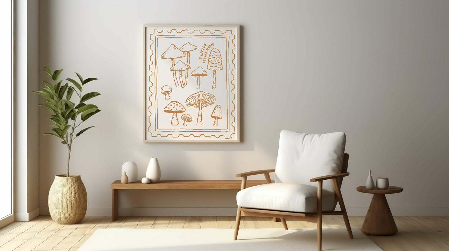A Little Autumn Magic Print | Mushroom Home Wall Art