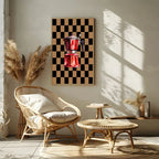 Checkerboard Coffee percolator Print | Autumnal Kitchen Wall Art - Larosier Prints