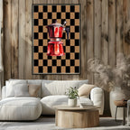 Checkerboard Coffee percolator Print | Autumnal Kitchen Wall Art - Larosier Prints