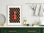 Checkerboard Coffee percolator Print | Autumnal Kitchen Wall Art - Larosier Prints