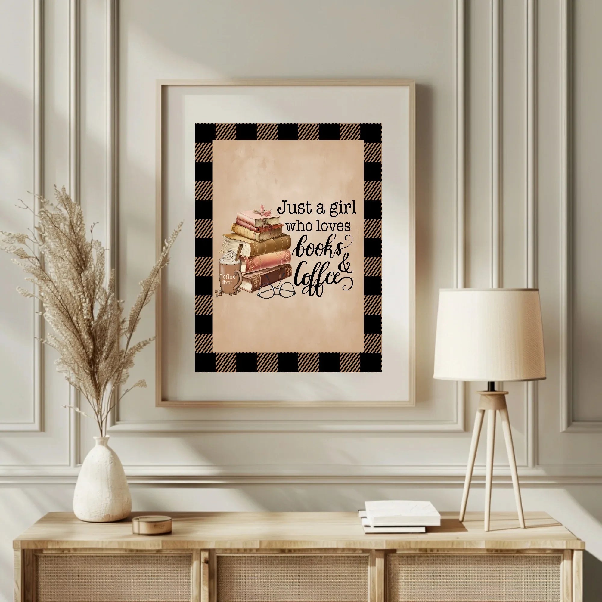 Just A Girl Who Loves Books & Coffee Print | Autumnal Wall Art - Larosier Prints