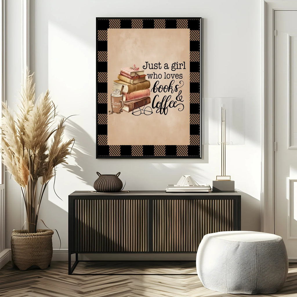 Just A Girl Who Loves Books & Coffee Print | Autumnal Wall Art - Larosier Prints