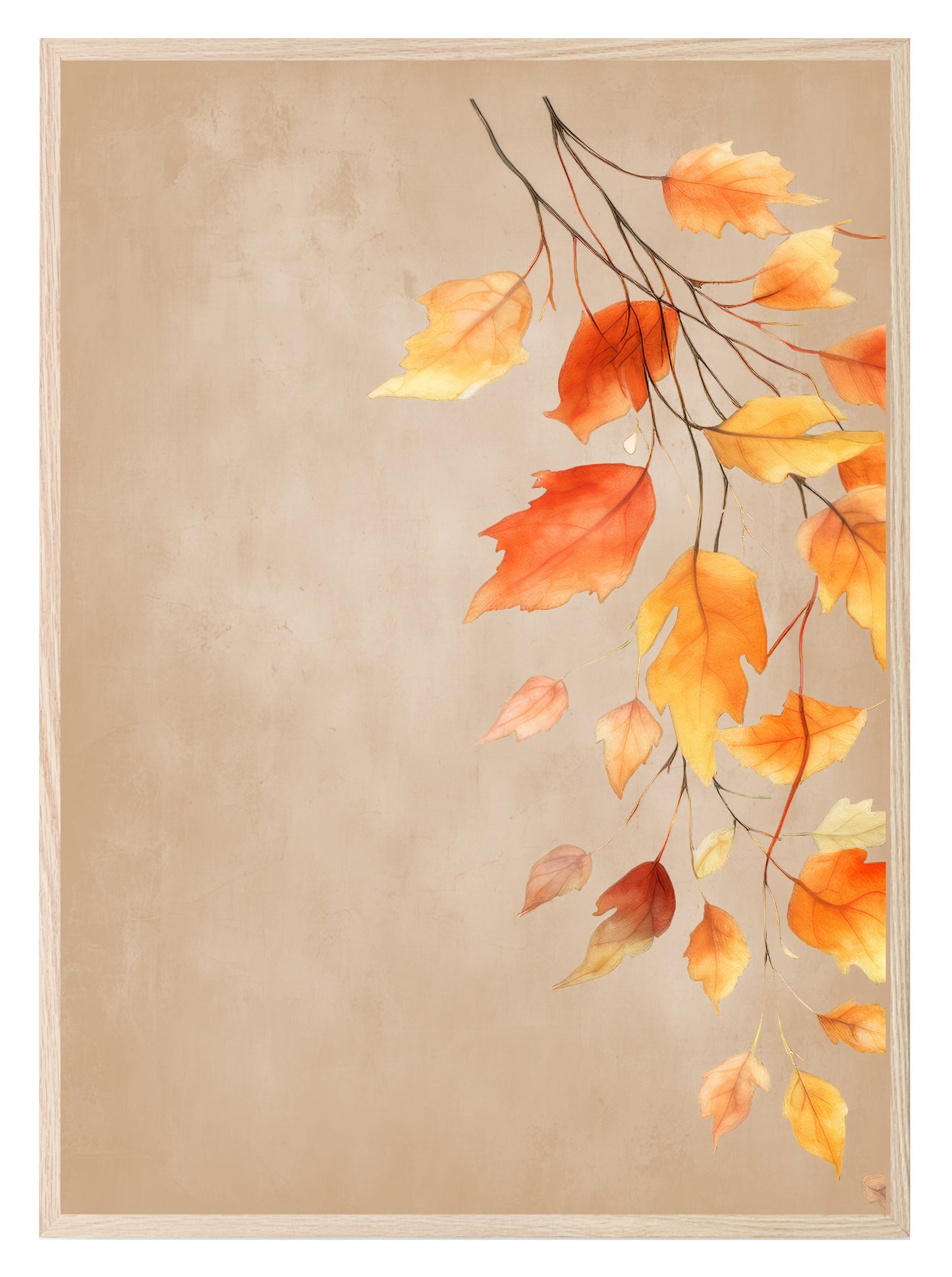 Set of 2 Autumnal Leaves Print | Over The Bed Wall Art