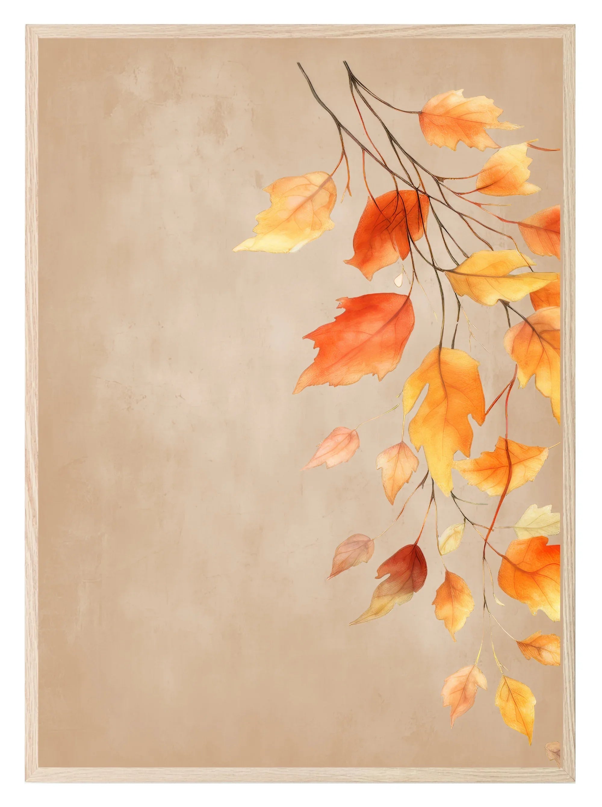 Set of 2 Autumnal Leaves Print | Over The Bed Wall Art - Larosier Prints