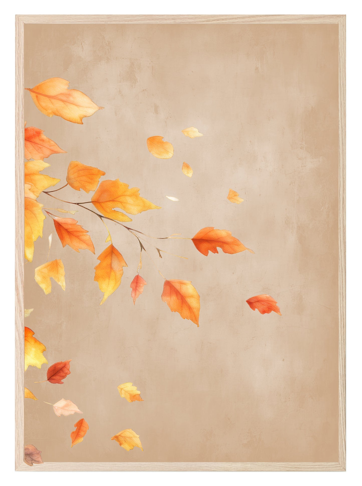Set of 2 Autumnal Leaves Print | Over The Bed Wall Art