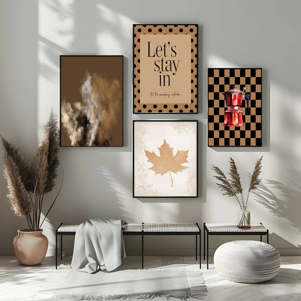 Checkerboard Coffee percolator Print | Autumnal Kitchen Wall Art - Larosier Prints