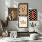 Checkerboard Coffee percolator Print | Autumnal Kitchen Wall Art - Larosier Prints