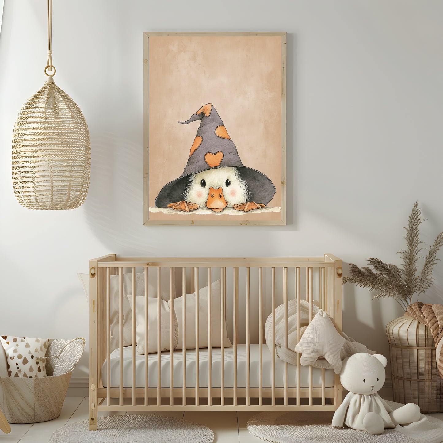 Goose In Witches Hat Print | Cute Halloween Wall Art