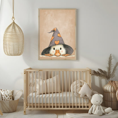 Goose In Witches Hat Print | Cute Halloween Wall Art