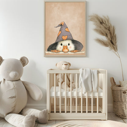 Goose In Witches Hat Print | Cute Halloween Wall Art
