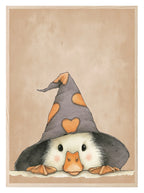 Goose In Witches Hat Print | Cute Halloween Wall Art - Larosier Prints