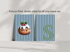 Personalised Christmas My Little Pudding Forever Print | Double Sided | Blue & Sage Green - Larosier Prints