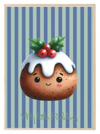 Personalised Christmas My Little Pudding Forever Print | Double Sided | Blue & Sage Green - Larosier Prints