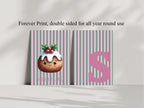 Personalised Christmas My Little Pudding Forever Print | Double Sided | Green & Pink - Larosier Prints