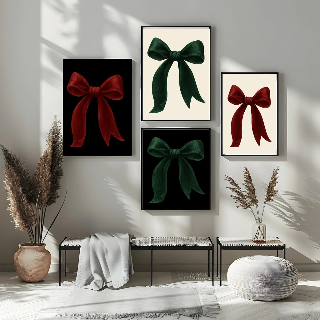 Christmas Green Velvet Bow Print | Colour Options - Larosier Prints