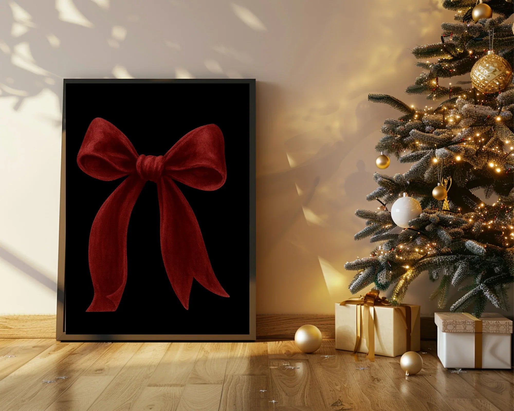 Christmas Red Velvet Bow Print | Colour Options - Larosier Prints
