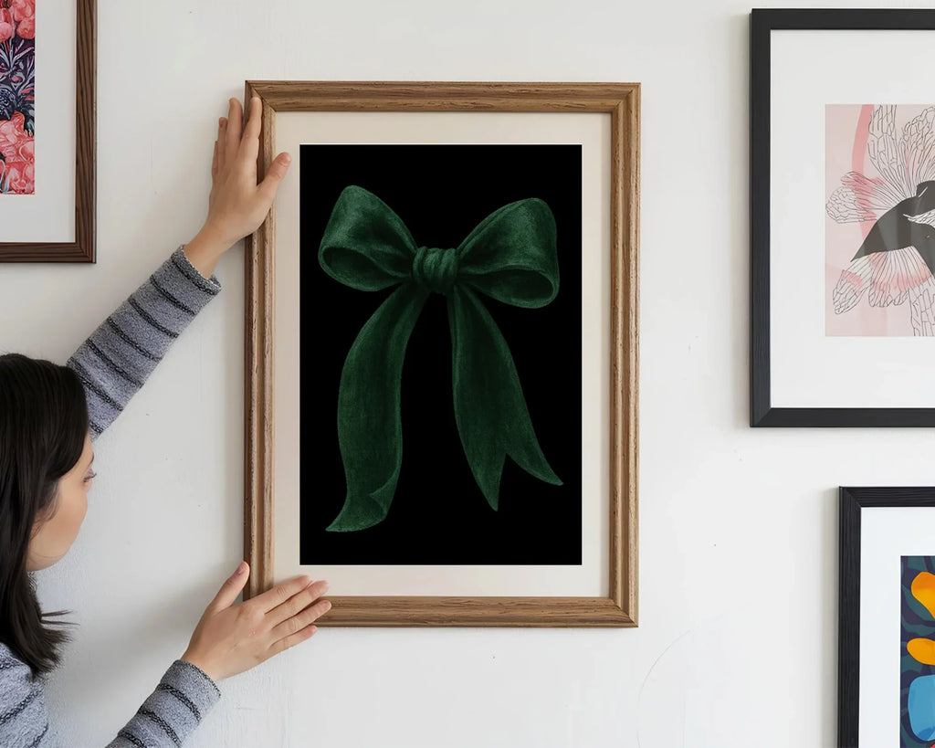 Christmas Green Velvet Bow Print | Colour Options - Larosier Prints