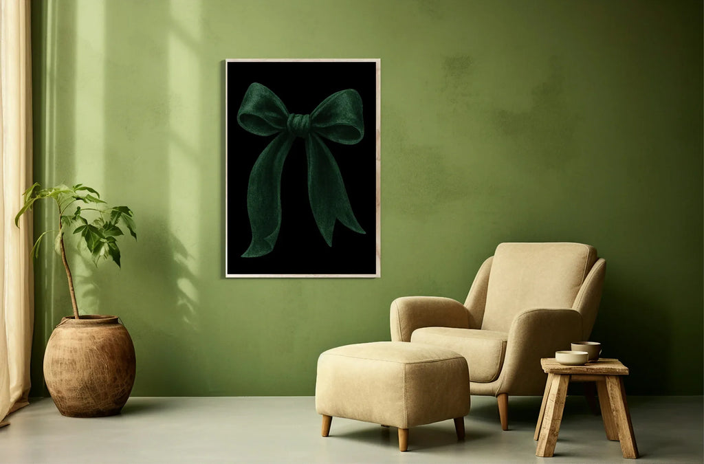 Christmas Green Velvet Bow Print | Colour Options - Larosier Prints