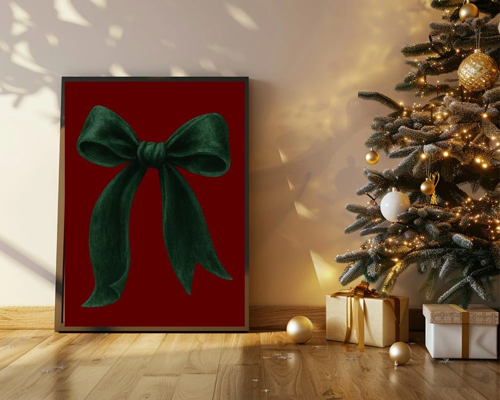 Christmas Green Velvet Bow Print | Colour Options - Larosier Prints