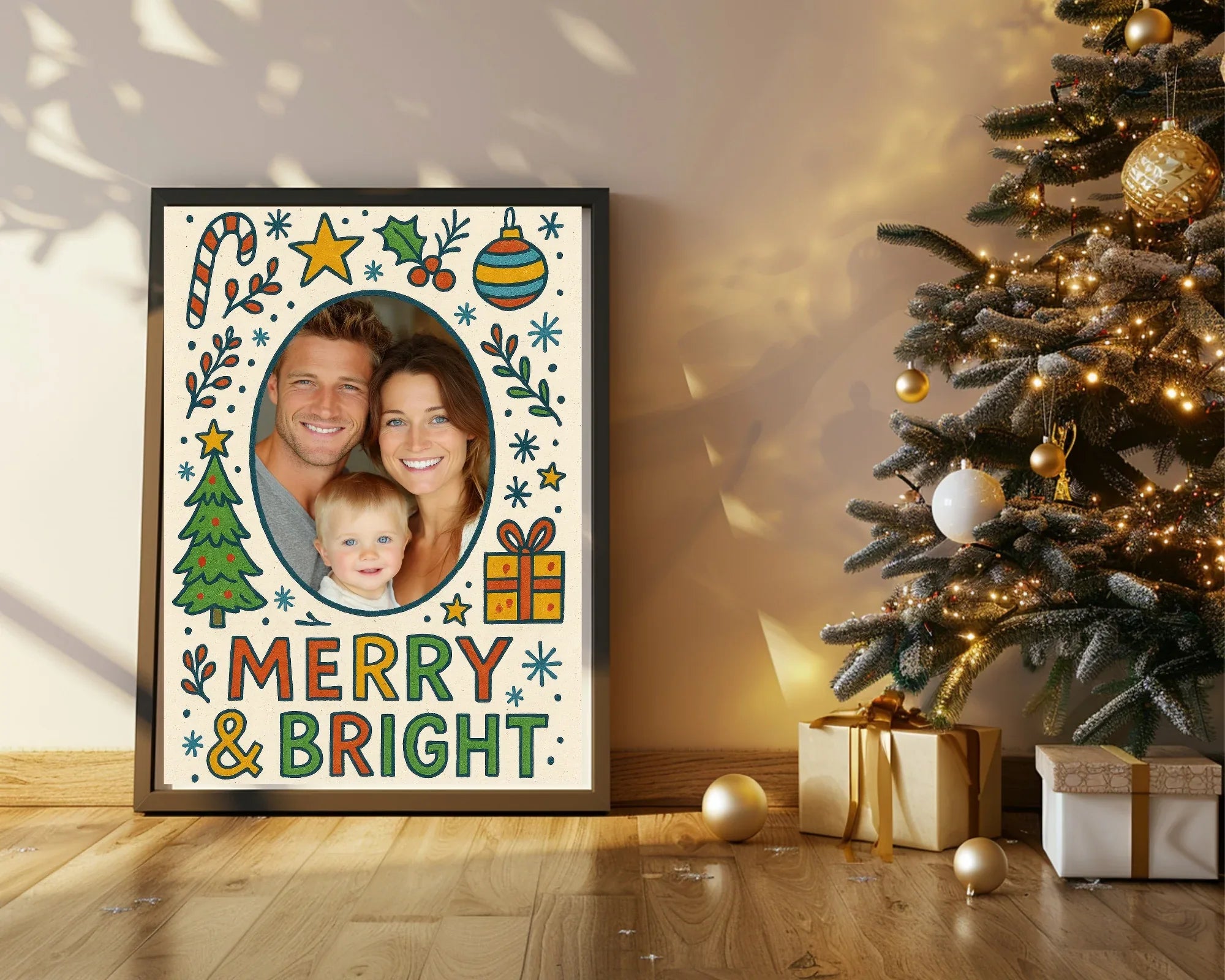 Bright Christmas Border Merry & Bright Photo Print - Larosier Prints