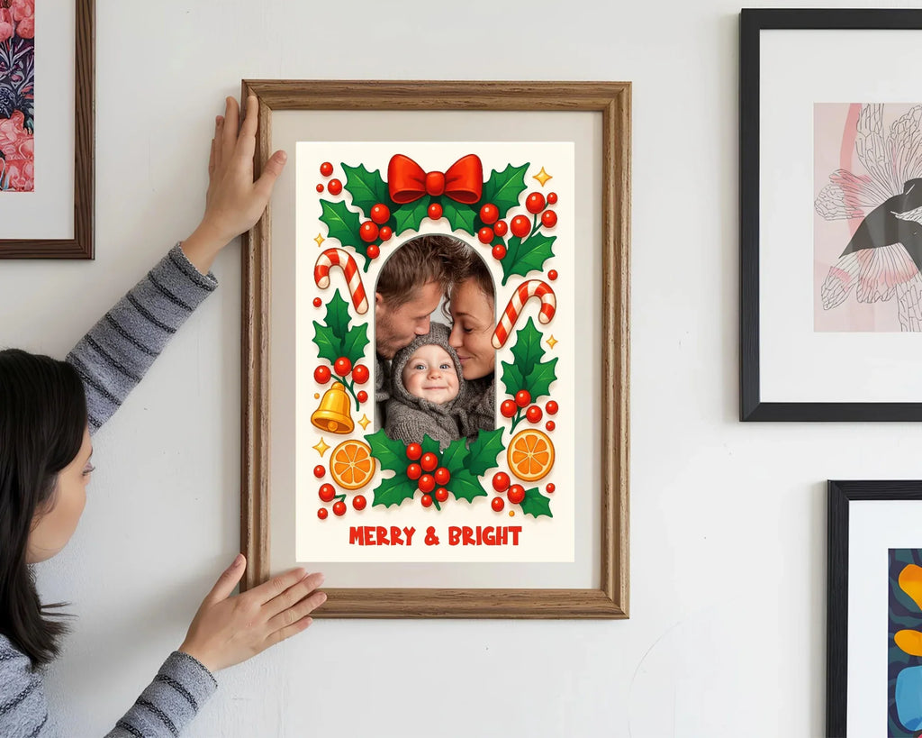Christmas Border Merry & Bright Photo Print - Larosier Prints