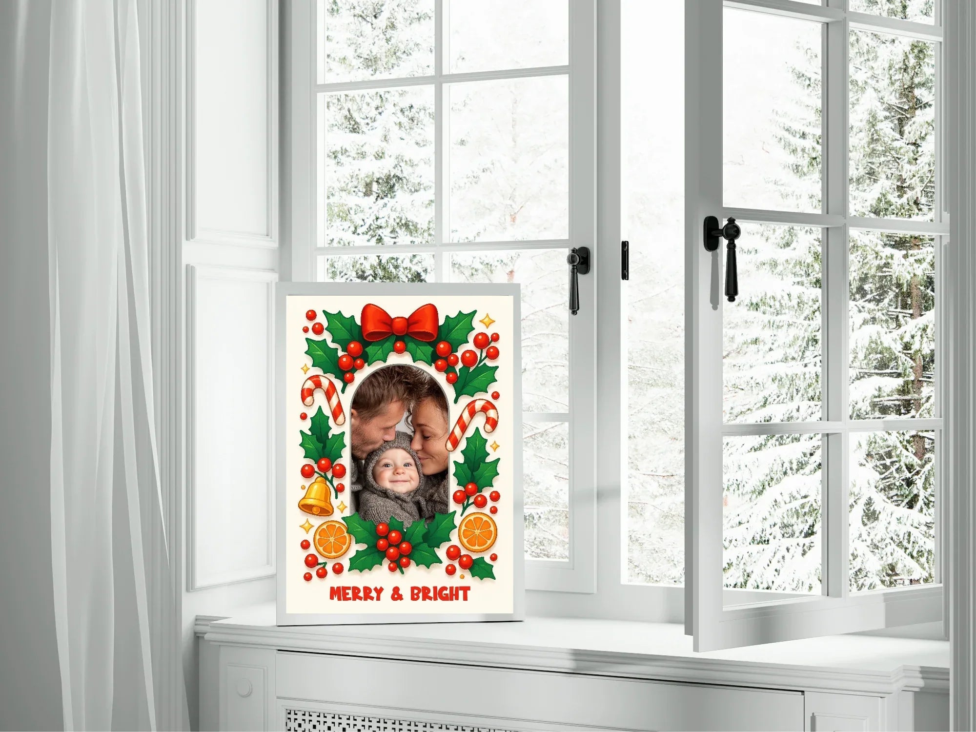 Christmas Border Merry & Bright Photo Print - Larosier Prints
