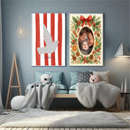 Believe Bird In Stripes Print | Red, Green & Pink Colour Stripes Options - Larosier Prints
