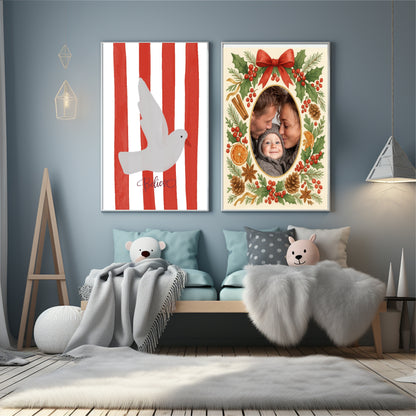 Believe Bird In Stripes Print |  Red, Green & Pink Colour Stripes Options