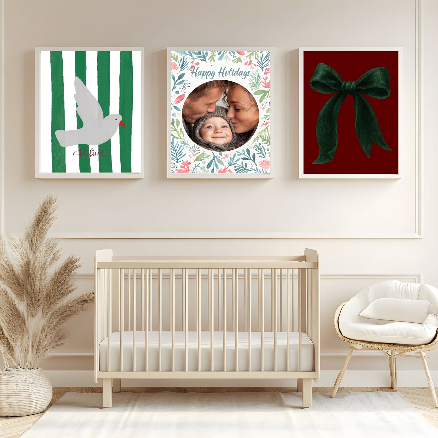Believe Bird In Stripes Print |  Red, Green & Pink Colour Stripes Options