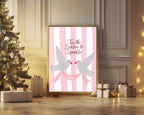 Personalised Tis The Season Bird Print | Pink Striped Wall Art - Larosier Prints