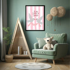 Personalised Tis The Season Bird Print | Pink Striped Wall Art - Larosier Prints