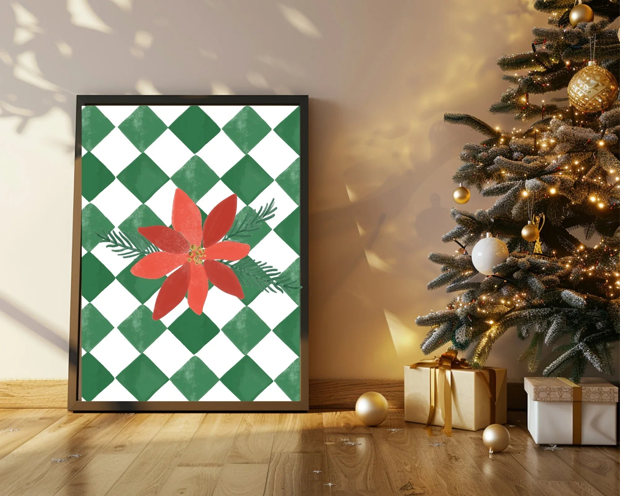 Christmas Poinsettia Print | Seasonal Wall Art | Red Or Green - Larosier Prints