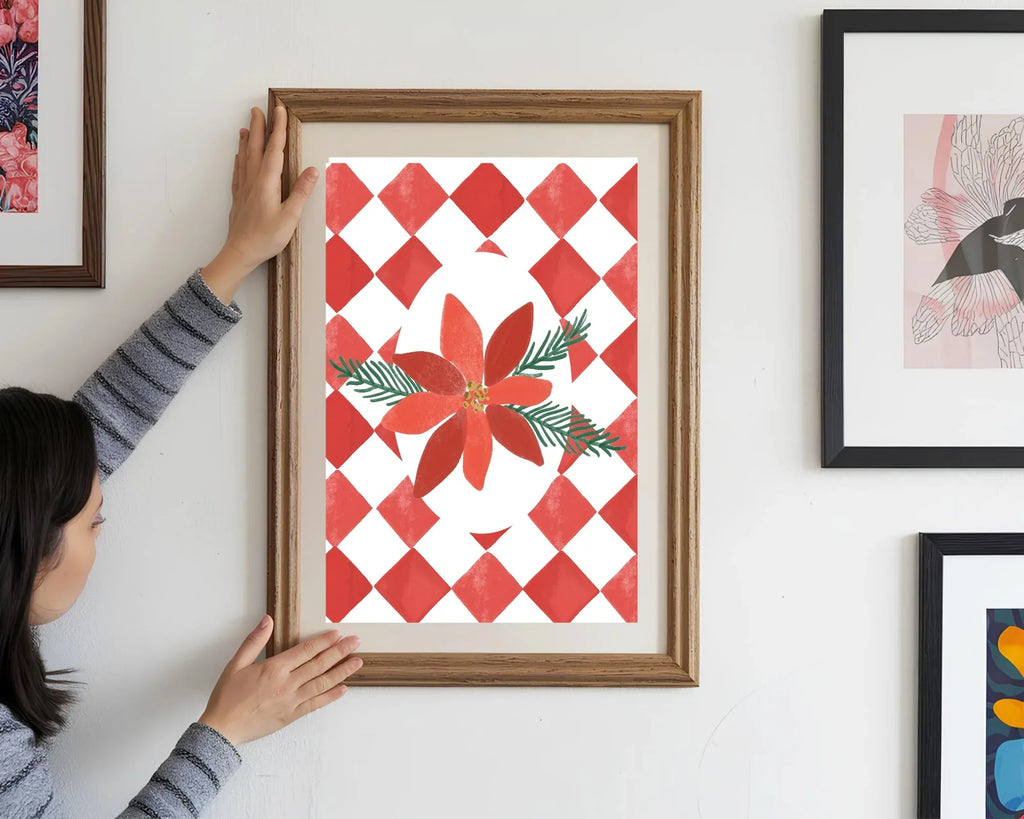 Christmas Poinsettia Print | Seasonal Wall Art | Red Or Green - Larosier Prints