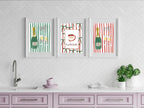 Personalised Wine Bottle Print | Red Or Green Striped Wall Art - Larosier Prints