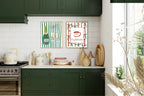 Personalised Wine Bottle Print | Red Or Green Striped Wall Art - Larosier Prints