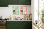 Personalised Wine Bottle Print | Red Or Green Striped Wall Art - Larosier Prints