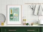 Personalised Wine Bottle Print | Red Or Green Striped Wall Art - Larosier Prints
