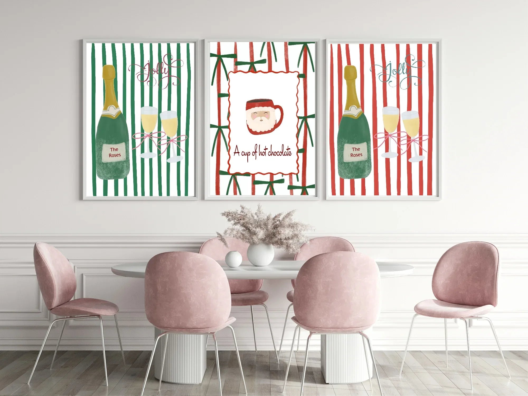 Personalised Wine Bottle Print | Red Or Green Striped Wall Art - Larosier Prints