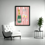 Personalised Wine Bottle Print | Red Or Green Striped Wall Art - Larosier Prints
