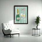 Personalised Wine Bottle Print | Red Or Green Striped Wall Art - Larosier Prints