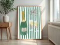 Personalised Wine Bottle Print | Red Or Green Striped Wall Art - Larosier Prints