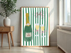 Personalised Wine Bottle Print | Red Or Green Striped Wall Art - Larosier Prints