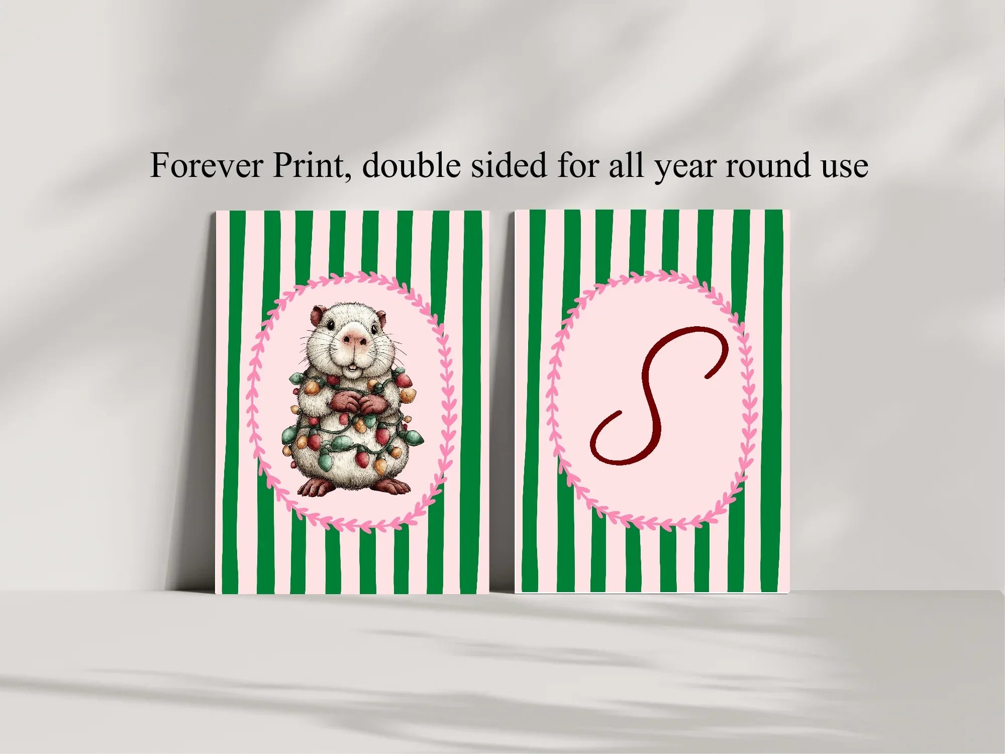 Personalised Whimsical Christmas Capybara Forever Print | Double Sided - Larosier Prints
