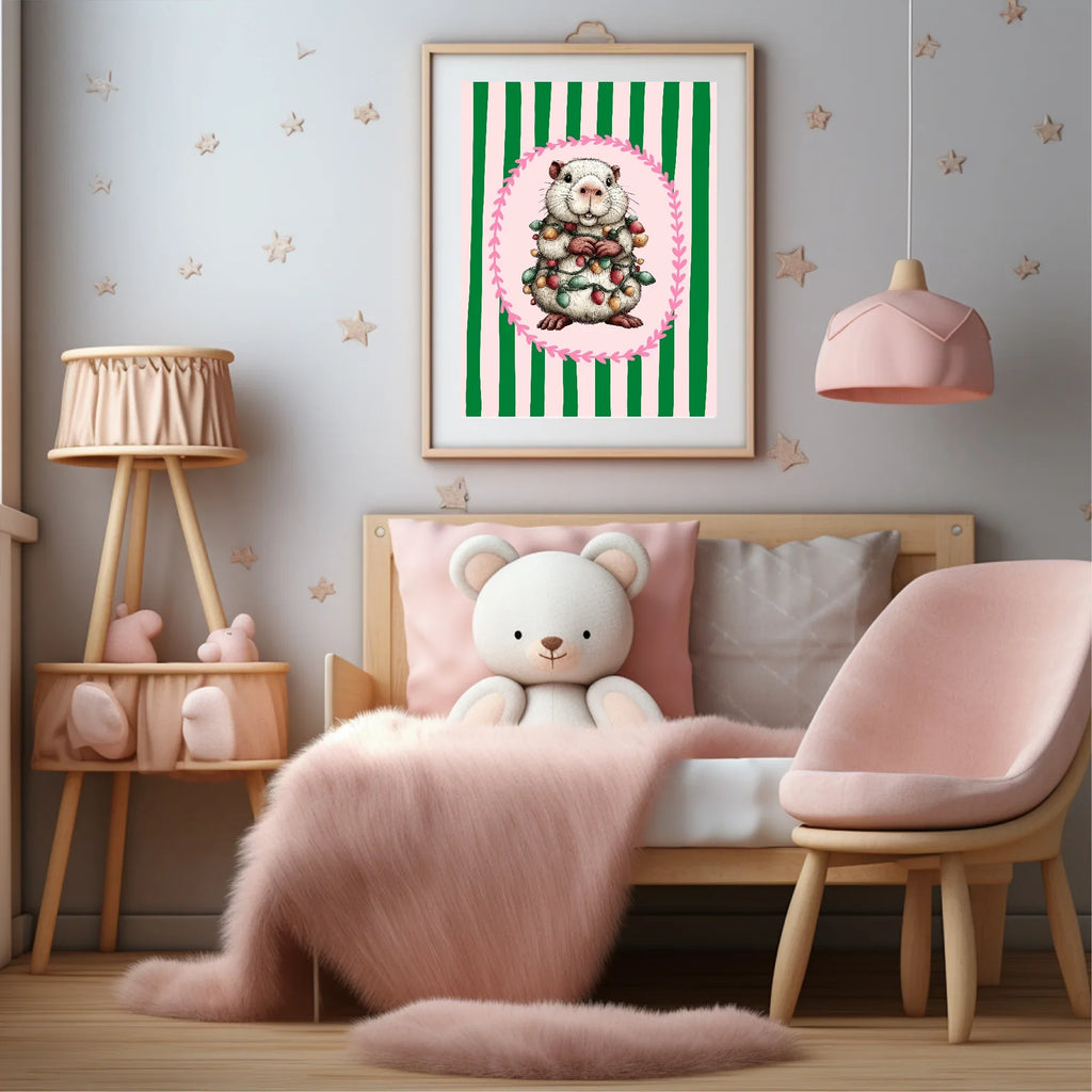 Personalised Whimsical Christmas Capybara Forever Print | Double Sided - Larosier Prints
