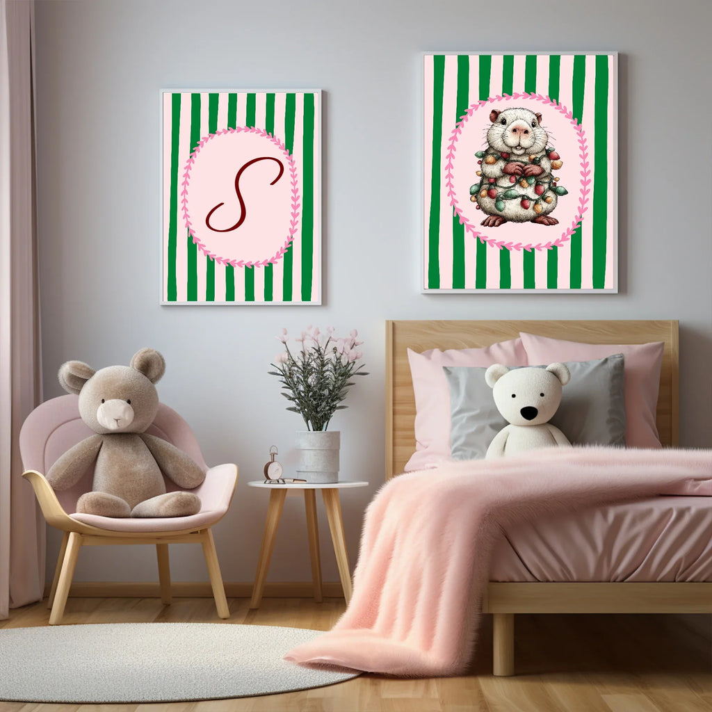Personalised Whimsical Christmas Capybara Forever Print | Double Sided - Larosier Prints